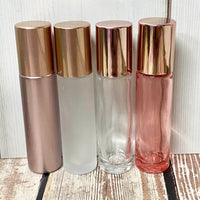 10mL - Glass Roller Bottle - Rose Gold Caps - Essential Oil - DIY