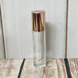 10mL - Glass Roller Bottle - Rose Gold Caps - Essential Oil - DIY