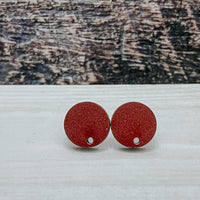 15mm - Round - Dark Brown -  Laser Cut Wood Stud - With Hole - Wholesale Jewelry Supplies