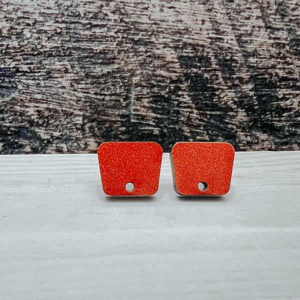 1/2 inch - Petal Shaped - Rust -  Laser Cut Wood Stud - With Hole - Wholesale Jewelry Supplies