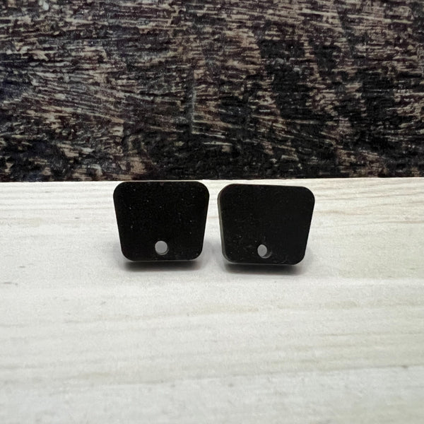 1/2 inch - Petal Shaped - Black -  Laser Cut Wood Stud - With Hole - Wholesale Jewelry Supplies