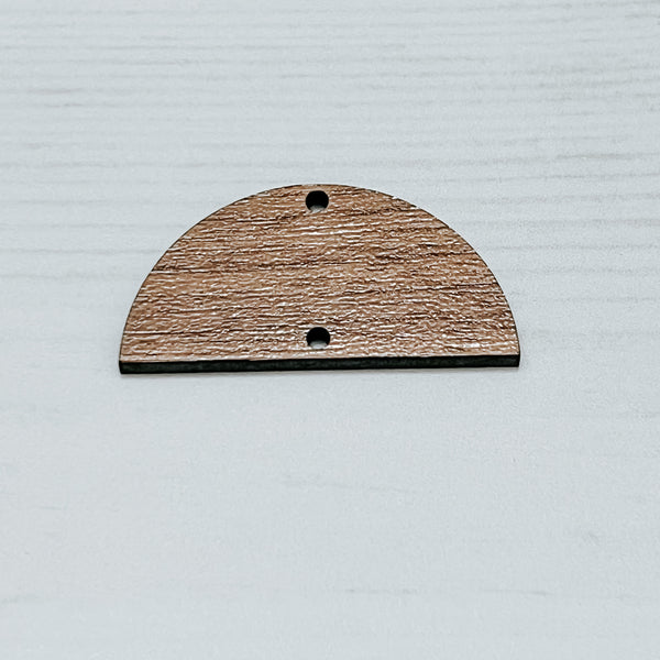 1.5 inch - Half Circle - Walnut -  Laser Cut Pendant - With 2 Holes - Wholesale Jewelry Supplies