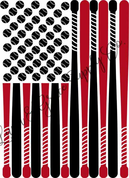 Baseball & Bats - American Flag - Sublimation Transfer