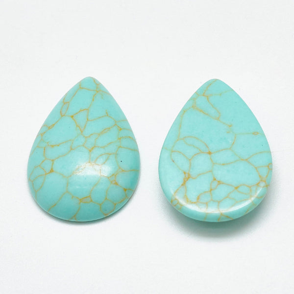 50 pieces - 14x10 mm - Turquoise - Teardrop Cabochon - Flatback - Wholesale Jewelry Supplies