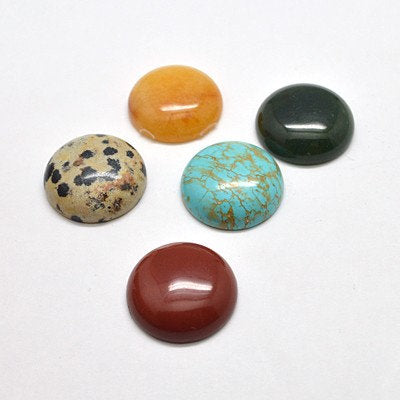 20 or 50 Pieces - 6mm - Assorted Colors - Round Natural Gemstone Cabochon