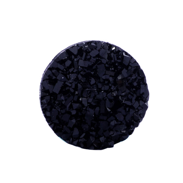 20 Pieces - 12mm - Black - Round Faux Druzy - Resin Cabochon - Wholesale Supplies