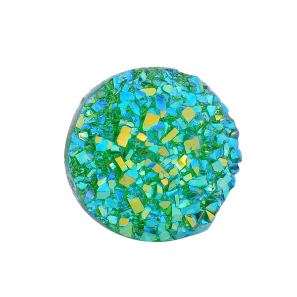 20 Pieces - 12mm - Sea Green - Round Faux Druzy - Resin Cabochon - Wholesale Supplies