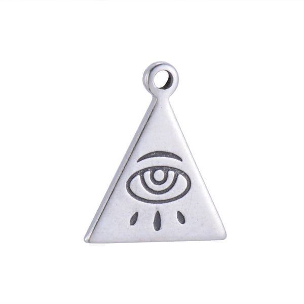 10 Pieces - All Seeing Eye - Stainless Steel - Enamel Pendant - Wholesale Jewelry Supplies