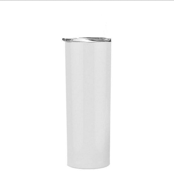 20oz Skinny Tumbler - Straight - Sublimation Blank - With Metal Straw and Sliding Lid - Wholesale Craft Supplies