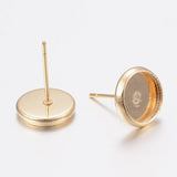 20 or 50 - 14mm - Stainless Steel -  Gold Plated - Bezel Cabochon Tray - Wholesale Earring Studs