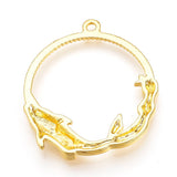 10 Pieces - Round Round With Dolphin -  Open Back Alloy Bezel Pendant - Golden Color -- For Resin Jewelry - Wholesale Jewelry Supplies