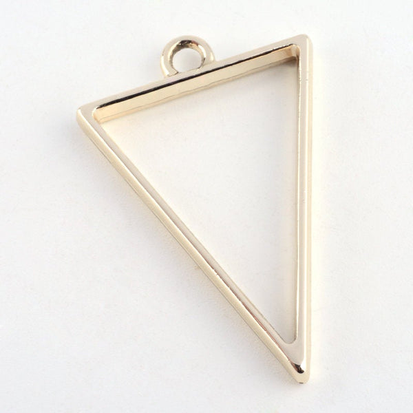 10 Pieces - Open Back Alloy Bezel Pendant - Golden Color - Triangle Shape - For Resin Jewelry - Wholesale Jewelry Supplies - Luna & Grace