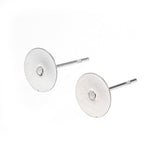 20 or 50 - 8mm - Stainless Steel - Flat Earring Studs - Wholesale Earring Studs- With Ear Nuts