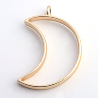 5 Pieces - Open Back Alloy Bezel Pendant - Matte Gold - Moon Shape - For Resin Jewelry - Wholesale Jewelry Supplies - Luna & Grace