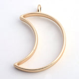 5 Pieces - Open Back Alloy Bezel Pendant - Matte Gold - Moon Shape - For Resin Jewelry - Wholesale Jewelry Supplies - Luna & Grace