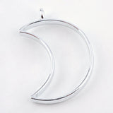 5 Pieces - Open Back Alloy Bezel Pendant - Platinum - Moon Shape - For Resin Jewelry - Wholesale Jewelry Supplies - Luna & Grace