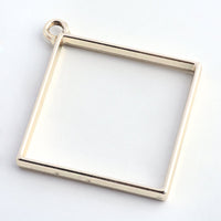 5 Pieces - Open Back Alloy Bezel Pendant - Golden - Rhombus - For Resin Jewelry - Wholesale Jewelry Supplies - Luna & Grace