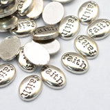 5 Pieces - Oval - Platinum - Faith - Floating Enamel Charm - Resin Crafts - Floating Locket Charm - Wholesale Jewelry Supplies