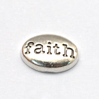 5 Pieces - Oval - Platinum - Faith - Floating Enamel Charm - Resin Crafts - Floating Locket Charm - Wholesale Jewelry Supplies