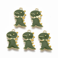 10 Pieces - Green - Dinosaur - Enamel Pendant - Charms - Wholesale Jewelry Supplies - Luna & Grace Supply Co.