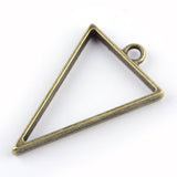 10 Pieces - Open Back Alloy Bezel Pendant - Antique Bronze Color - Triangle Shape - For Resin Jewelry - Wholesale Jewelry Supplies