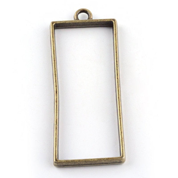 5 Pieces - Open Back Alloy Bezel Pendant - Antique Bronze Color - Rectangle Shape - For Resin Jewelry - Wholesale Jewelry Supplies
