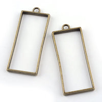 5 Pieces - Open Back Alloy Bezel Pendant - Antique Bronze Color - Rectangle Shape - For Resin Jewelry - Wholesale Jewelry Supplies