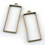 5 Pieces - Open Back Alloy Bezel Pendant - Antique Bronze Color - Rectangle Shape - For Resin Jewelry - Wholesale Jewelry Supplies