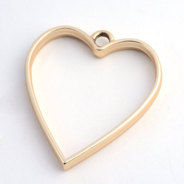 5 Pieces - Open Back Alloy Bezel Pendant - Matte Gold - Heart Shape - For Resin Jewelry - Wholesale Jewelry Supplies - Luna & Grace