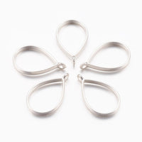 5 Pieces - Open Back Alloy Bezel Pendant - Matte Silver - Tear Drop Shape - For Resin Jewelry - Wholesale Jewelry Supplies - Luna & Grace