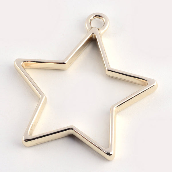 5 Pieces - Open Back Alloy Bezel Pendant - Golden - Star Shape - For Resin Jewelry - Wholesale Jewelry Supplies - Luna & Grace