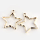 5 Pieces - Open Back Alloy Bezel Pendant - Golden - Star Shape - For Resin Jewelry - Wholesale Jewelry Supplies - Luna & Grace