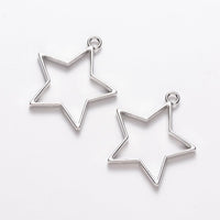 5 Pieces - Open Back Alloy Bezel Pendant - Platinum - Star Shape - For Resin Jewelry - Wholesale Jewelry Supplies - Luna & Grace